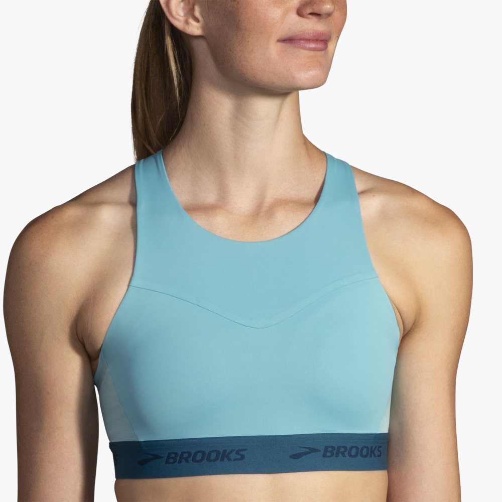 Brooks 3 Pocket Sports Bra Light Turquoise / Blue | 81JSVCEYN