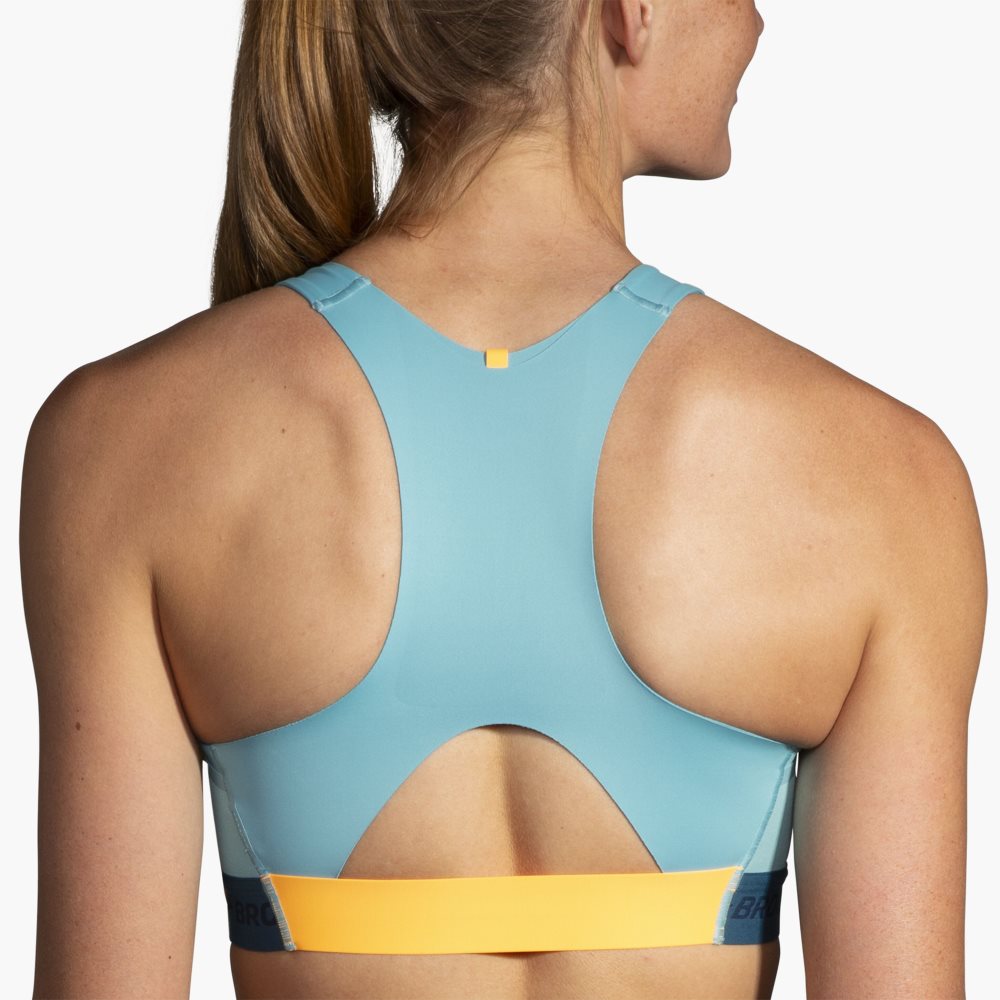 Brooks 3 Pocket Sports Bra Light Turquoise / Blue | 81JSVCEYN