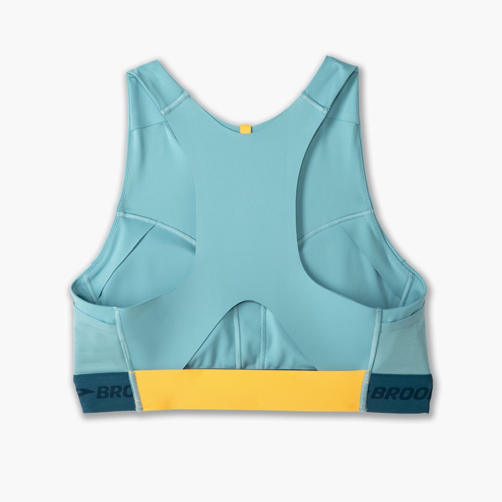 Brooks 3 Pocket Sports Bra Light Turquoise / Blue | 81JSVCEYN