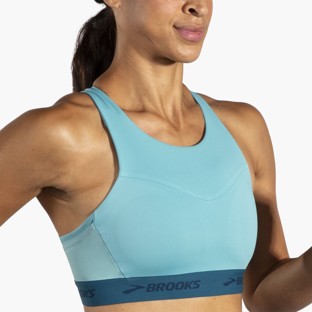 Brooks 3 Pocket Sports Bra Light Turquoise / Blue | 81JSVCEYN