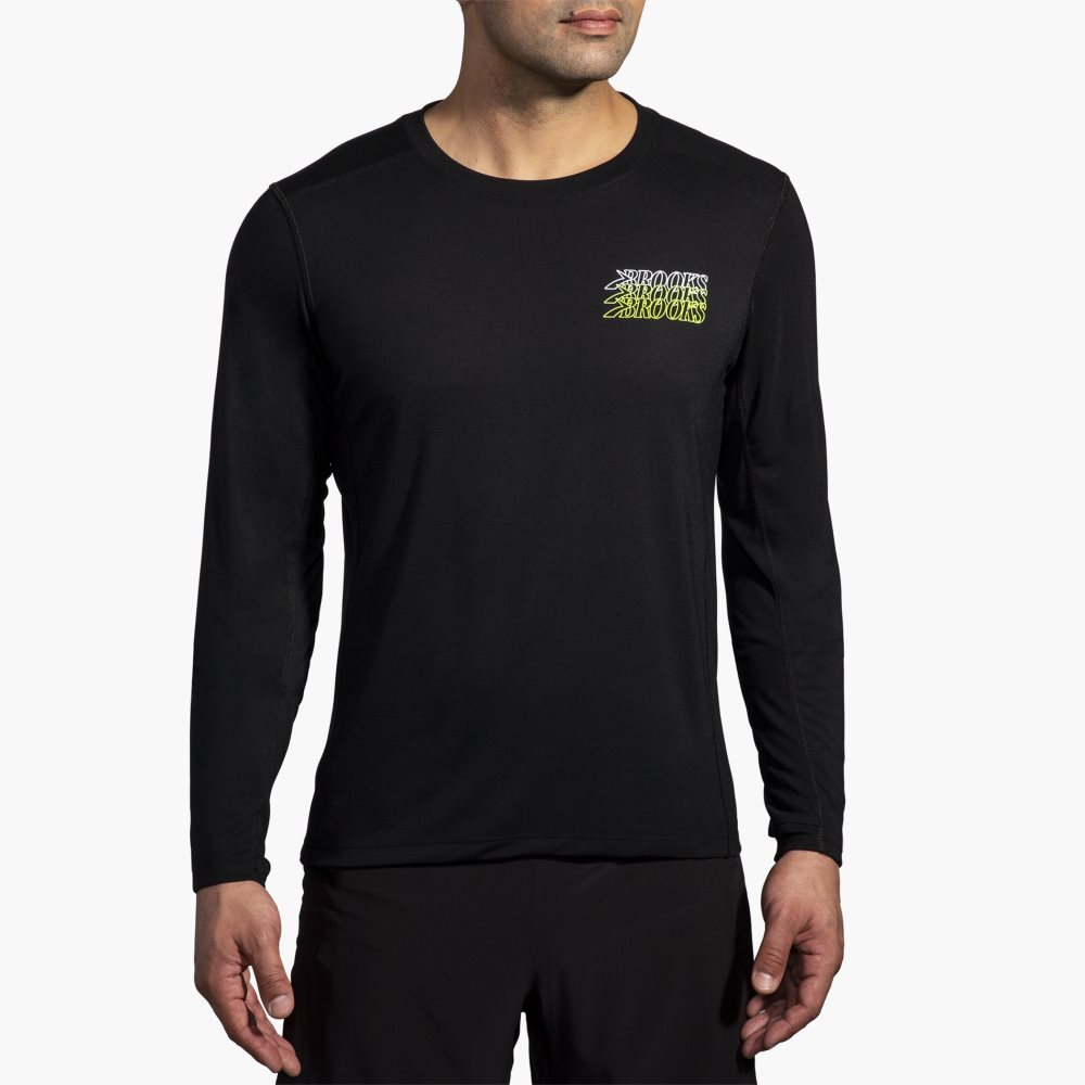 Brooks Distance Long Sleeve 3.0 Black | 67XOPCKWY