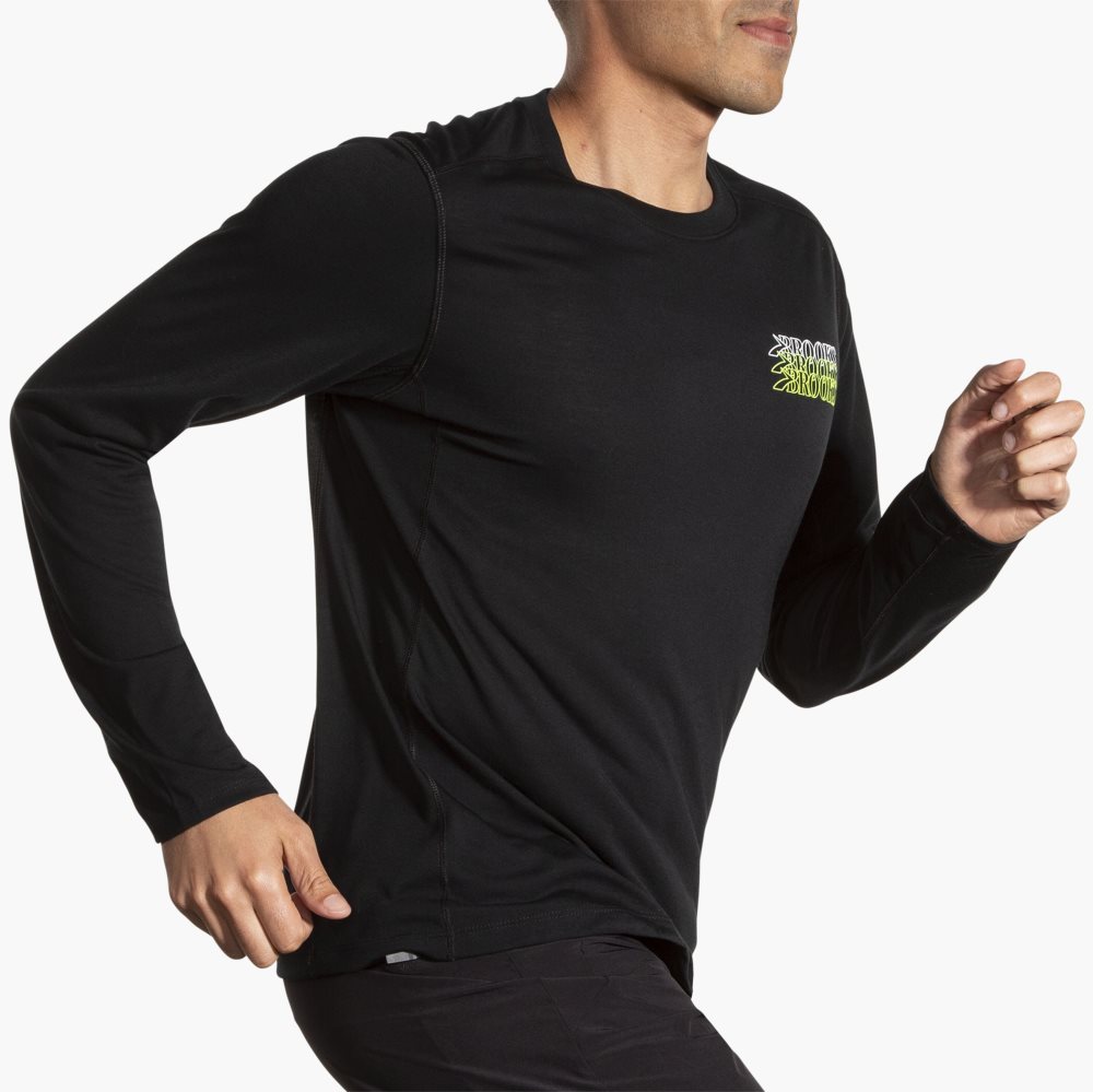 Brooks Distance Long Sleeve 3.0 Black | 67XOPCKWY