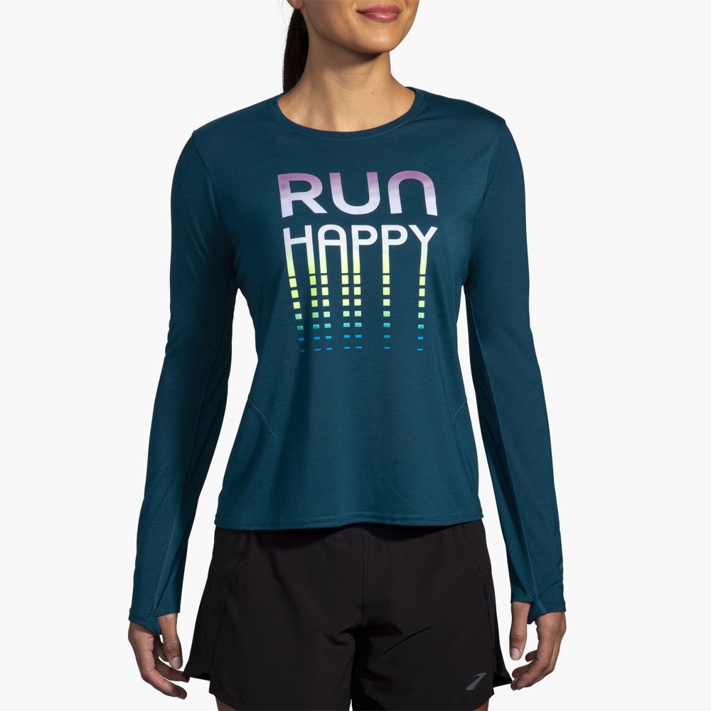 Brooks Distance Long Sleeve 3.0 Htr Ocean Drive/RH | 17FDLYOEK