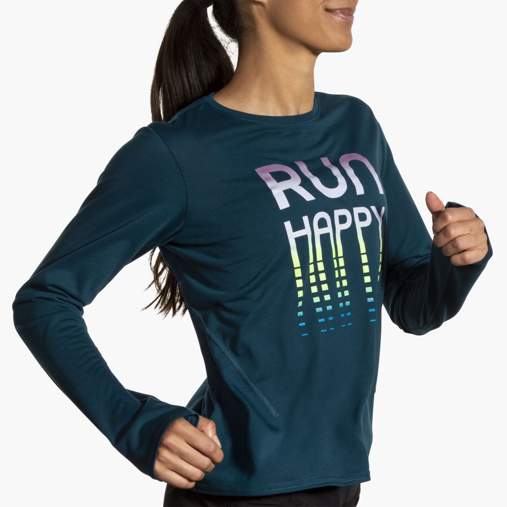 Brooks Distance Long Sleeve 3.0 Htr Ocean Drive/RH | 17FDLYOEK