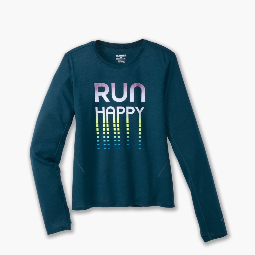 Brooks Distance Long Sleeve 3.0 Htr Ocean Drive/RH | 17FDLYOEK