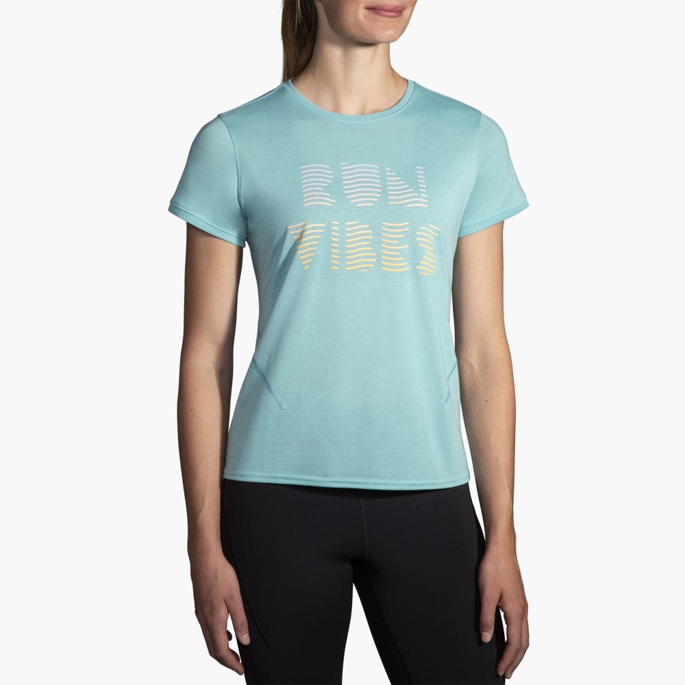 Brooks Distance Short Sleeve 3.0 Light Turquoise | 96XAIBVHG