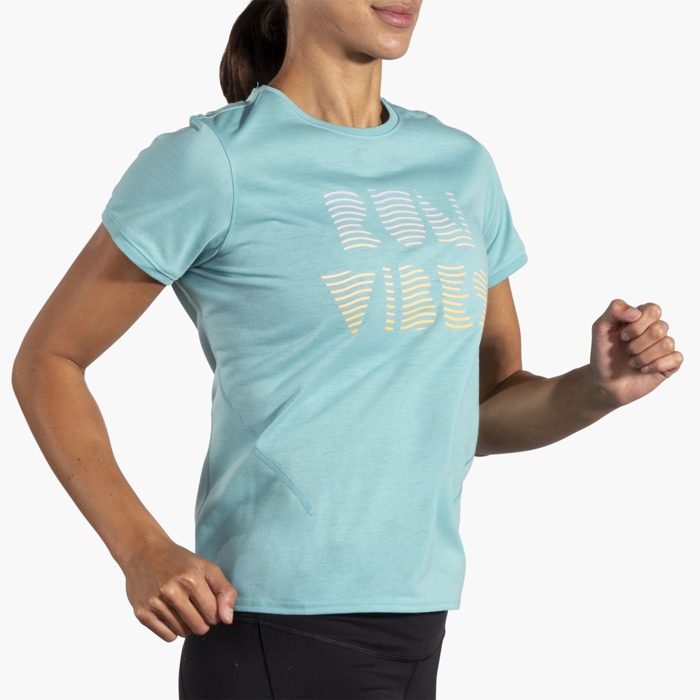 Brooks Distance Short Sleeve 3.0 Light Turquoise | 96XAIBVHG