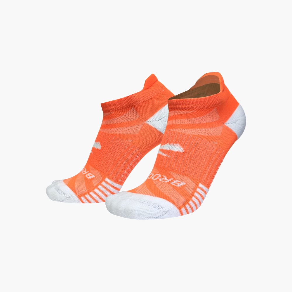 Brooks Ghost Lite No Show 2-Pack Orange / White / White / Orange | 72KYVNSML