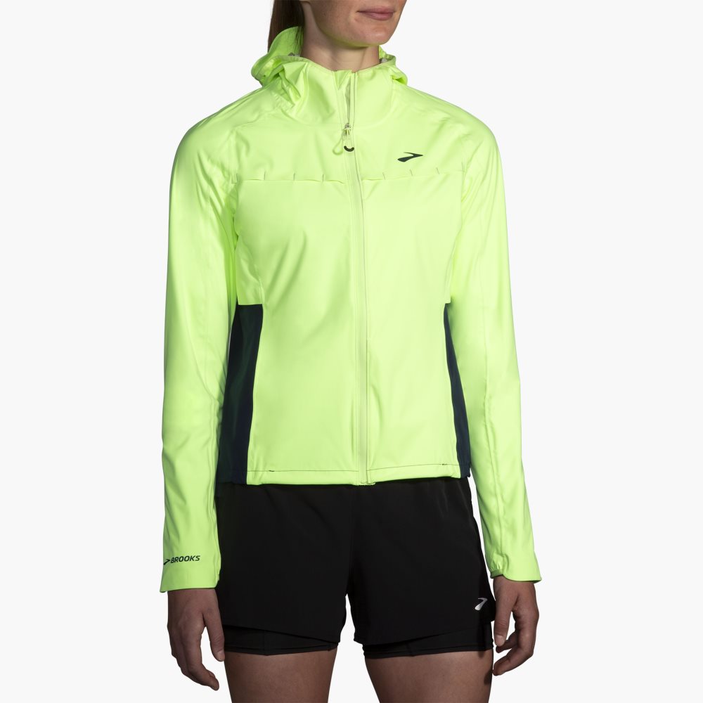 Brooks High Point Waterproof Jacket Light Green / Navy | 57ATUKLOP