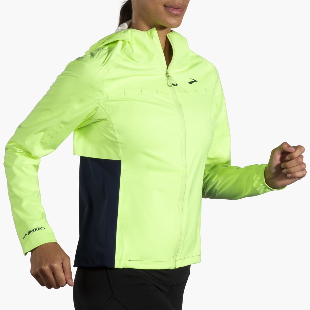 Brooks High Point Waterproof Jacket Light Green / Navy | 57ATUKLOP