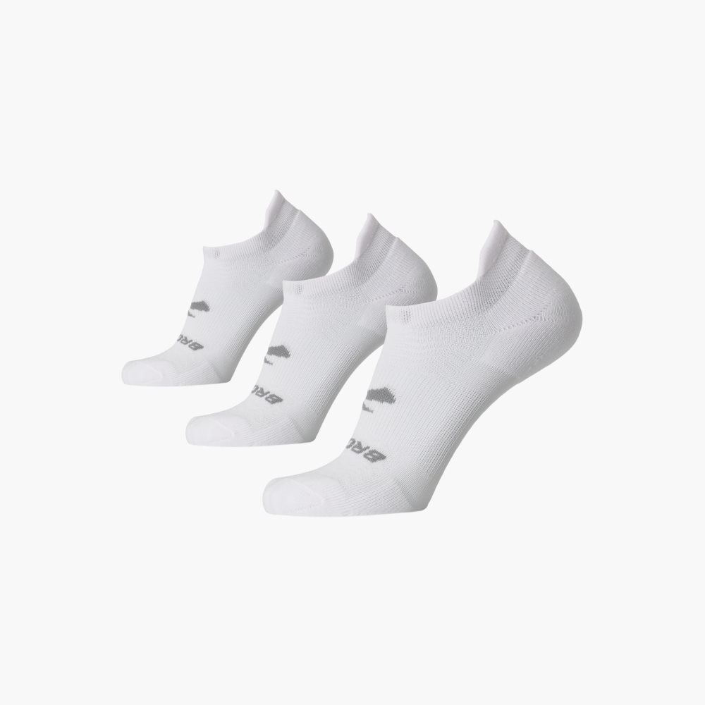 Brooks Run-In No Show 3-Pack White | 69MCGSDBX