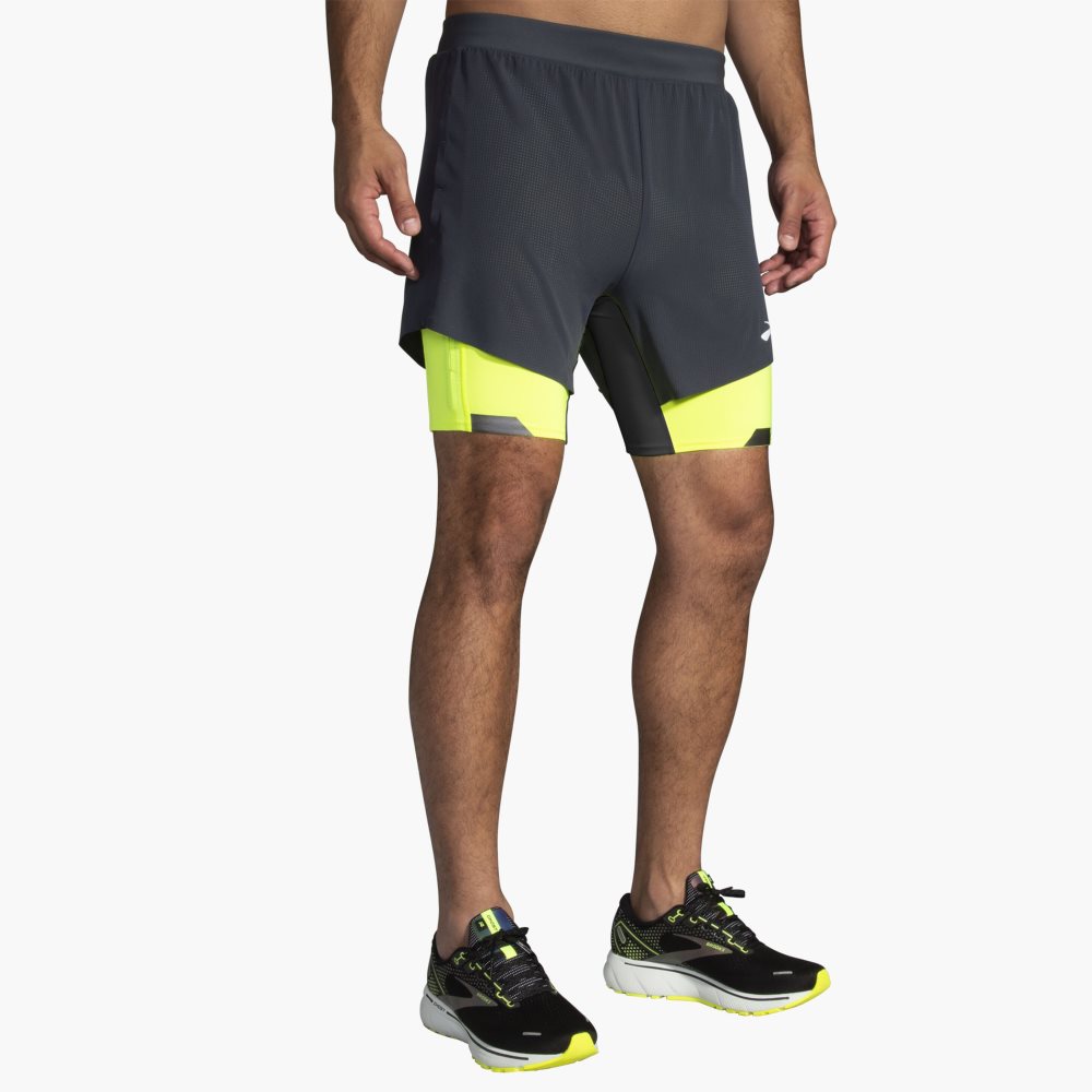 Brooks Run Visible 5 2-in-1 Short Asphalt/Nightlife | 87WETPUZM