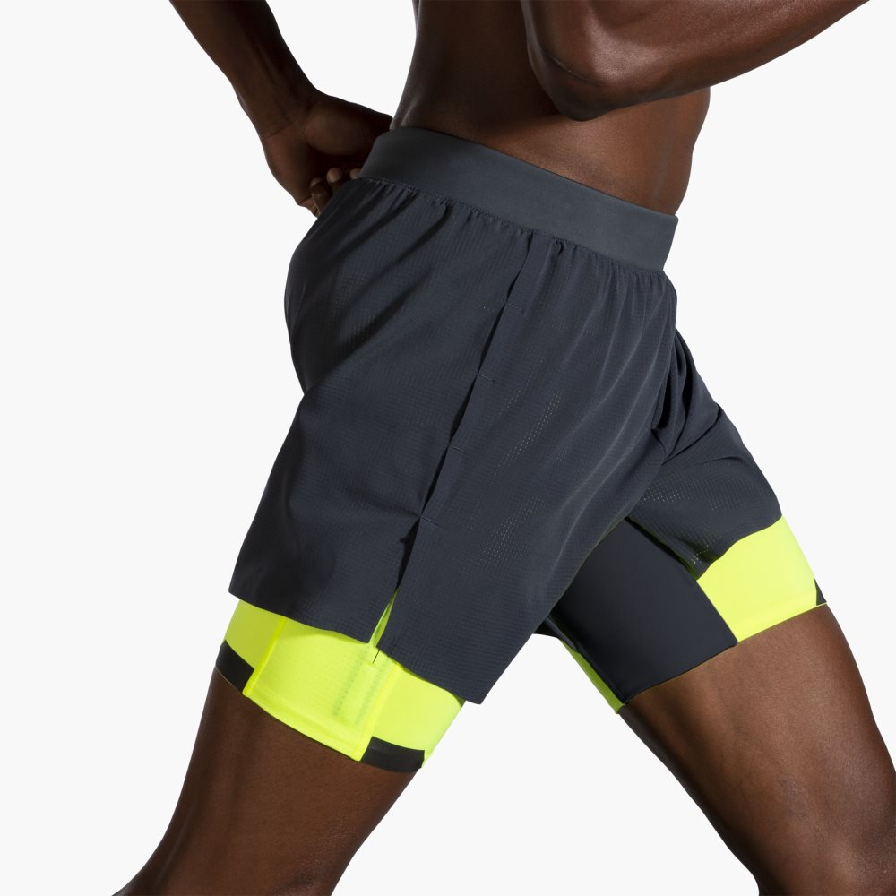 Brooks Run Visible 5 2-in-1 Short Asphalt/Nightlife | 87WETPUZM