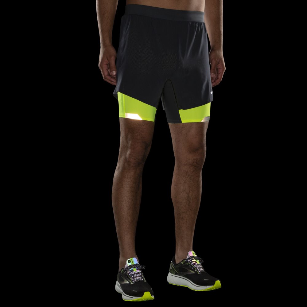 Brooks Run Visible 5 2-in-1 Short Asphalt/Nightlife | 87WETPUZM