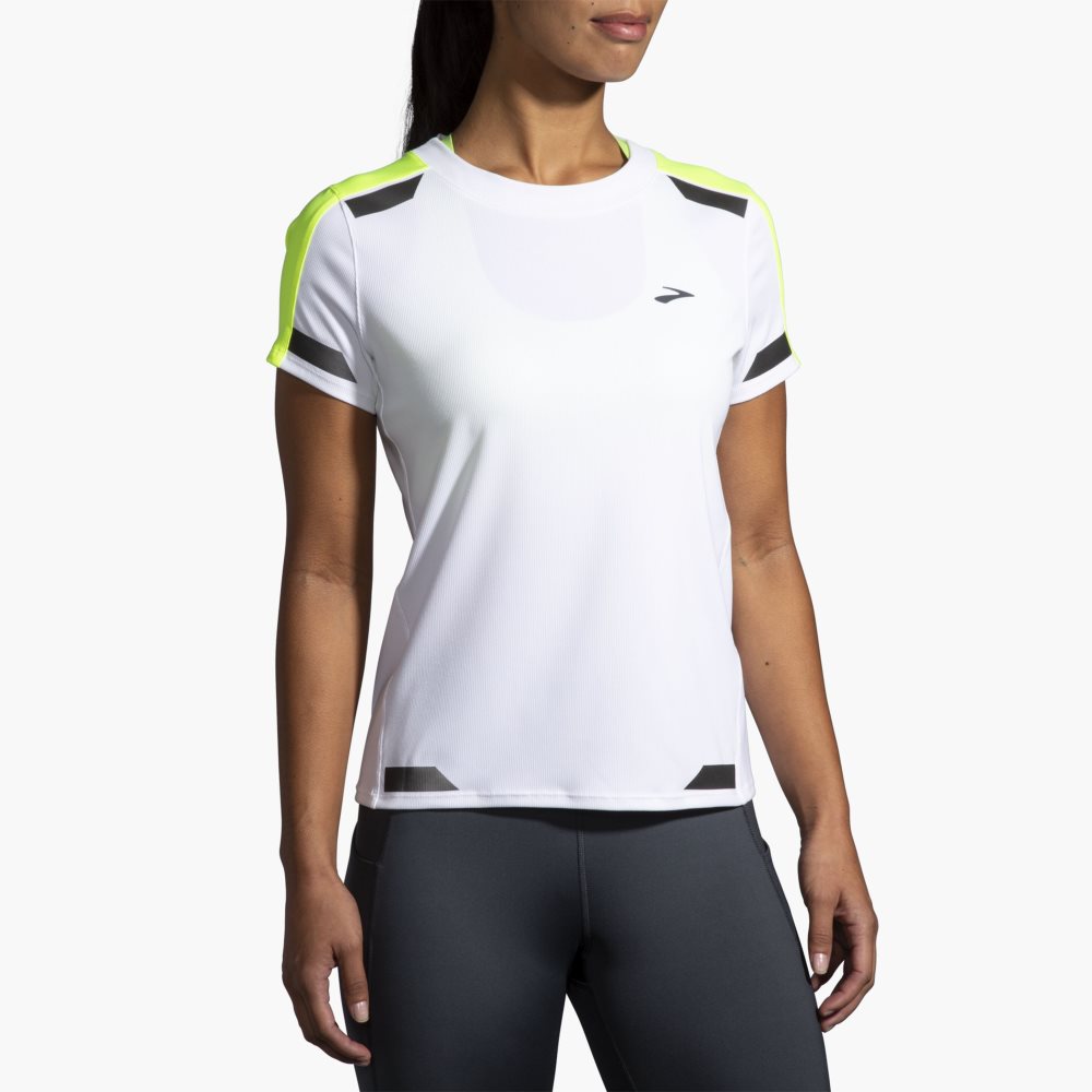 Brooks Run Visible Short Sleeve White | 09JQRLWTI