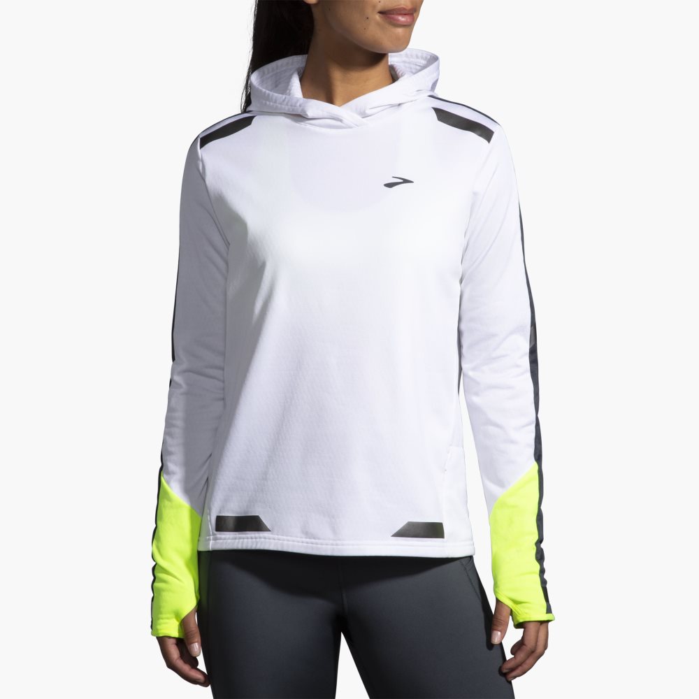 Brooks Run Visible Thermal Hoodie White | 94UVSRLHT